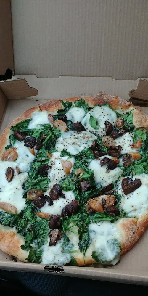 Spinach and Mushroom Pizza It Was Very Salty